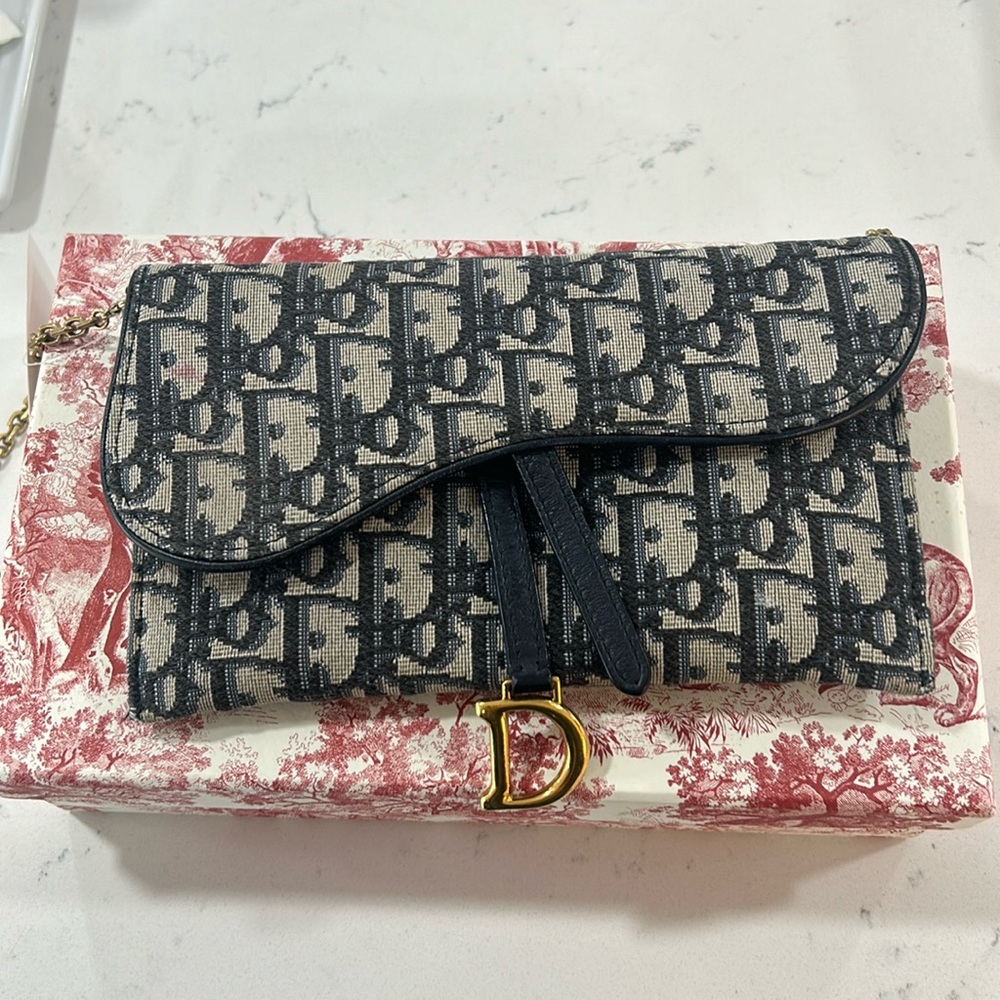 Dior Long Saddle Wallet with Chain